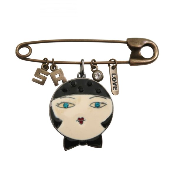 Sonia Rykiel Jewelry - vtg SONIA RYKIEL girl face brooch pin